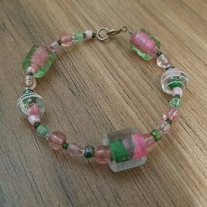 Pink and green bracelet